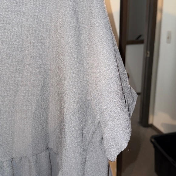 Gray Women's Zip Up Ruffled Top - Picture 4 of 6